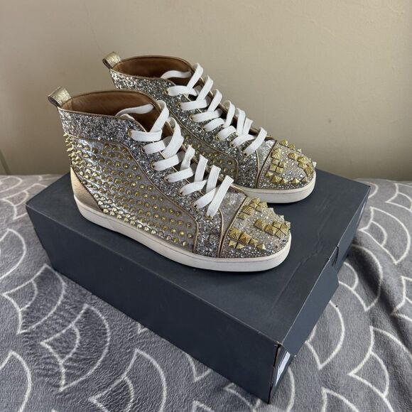 Christian Louboutin High Top Sneaker Flat Spikes Crystals Stra Men\'s Sz EU43 main image 15